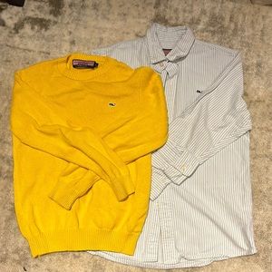 Boys Vineyard Vines Button Down and Sweater size Small